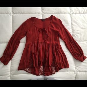 Burgundy AE babydoll style top